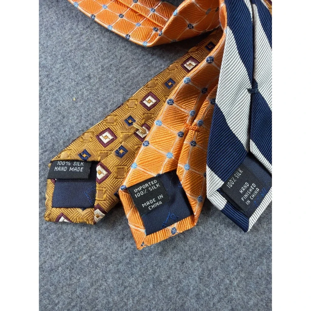 Jos. A. Bank Necktie Set of 3 100% Silk Multi‎ Color Silk Striped Geometric